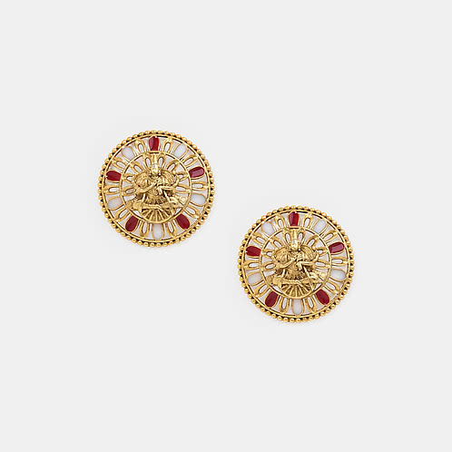 Gajalakshmi Earrings in Gold Plated 925 Silver
