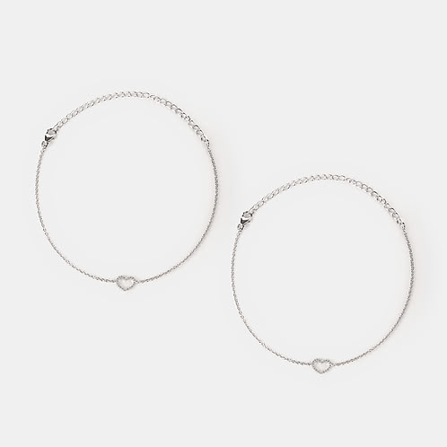 A Piece of Me Heart Anklets in 925 Silver