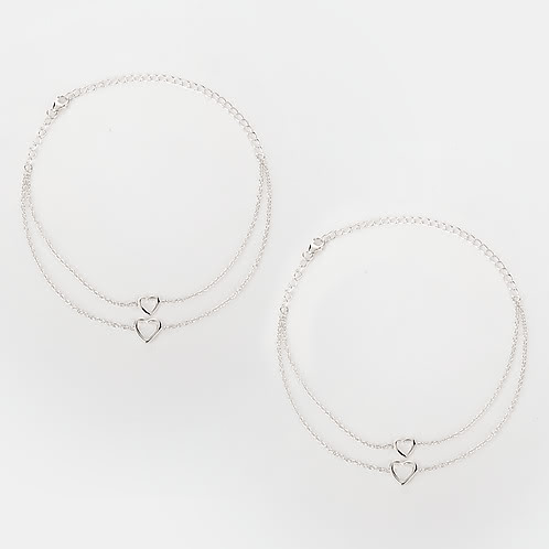 Heart To Heart Anklets in 925 Silver