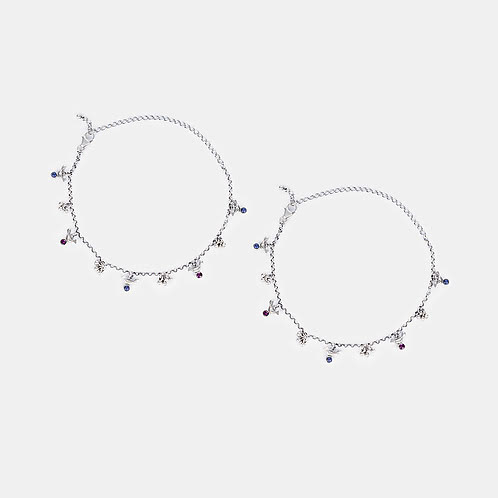 Mor Motif Anklets in Oxidised 925 Silver