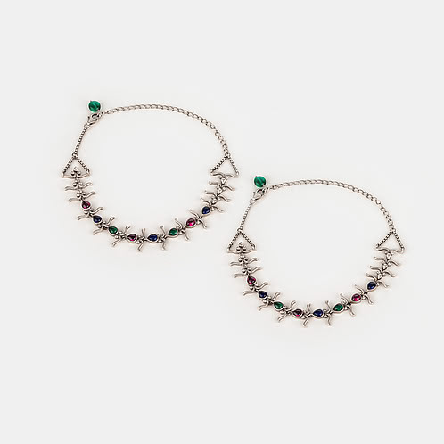 Feeling Manoharam Oxidised Anklet in 925 Silver