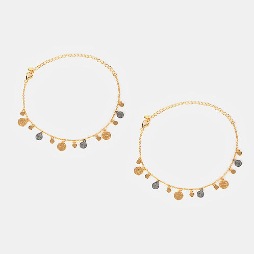 Meant to Shine Confetti Anklets in Dual Plated 925 Silver