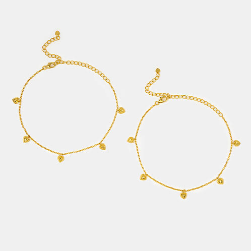 You and Your Untimely Yawns Heart Anklets in Gold Plated 925 Silver