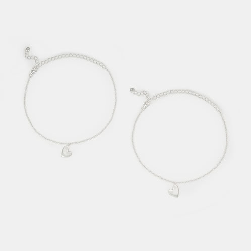 You and Your Dramatic Hand Gestures Heart Anklets in 925 Silver