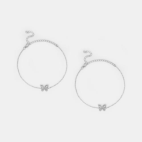 Fly on Butterfly Anklet in Rhodium Plated 925 Silver