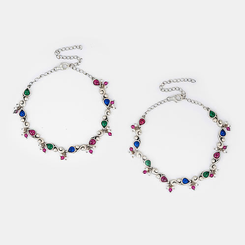 Feeling Suhino Oxidised Anklets in 925 Silver