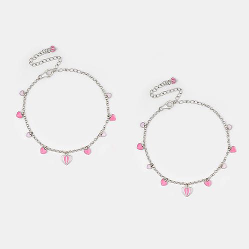 For the Love of Love Anklets in Oxidised 925 Silver