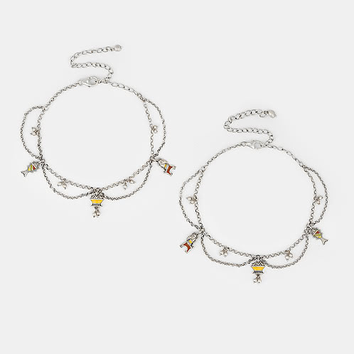 Ekatra Anklets in Oxidised 925 Silver