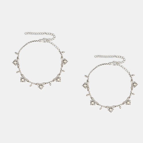 Sesayana Sculpture Anklets in Oxidised 925 Silver