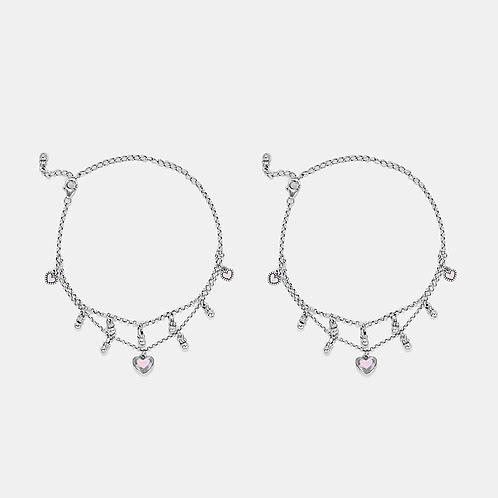 Bring in the Joy Heart Anklets in 925 Silver