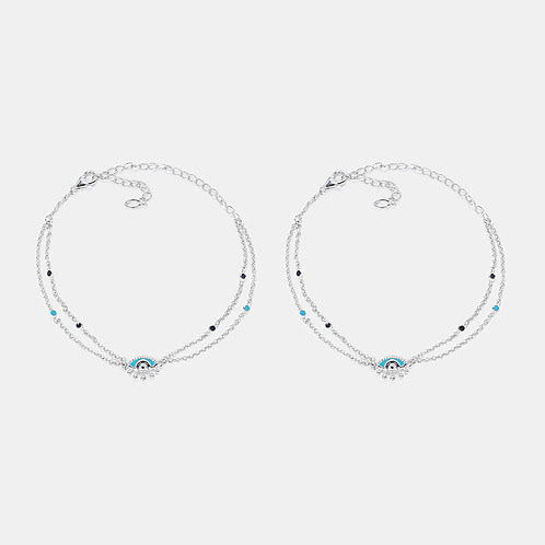 No Bad Vibes Evil Eye Anklets in 925 Silver