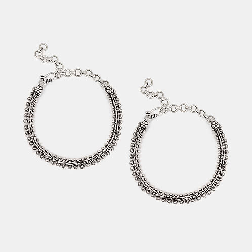 Oxidised Antique Jijis Mela Tour Anklets in 925 Silver