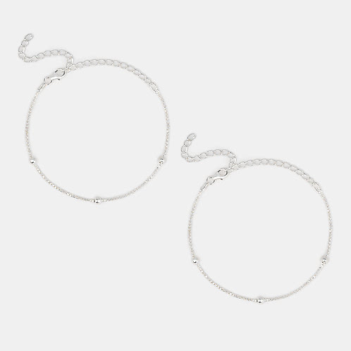 Beaded Path Anklets in 925 Silver
