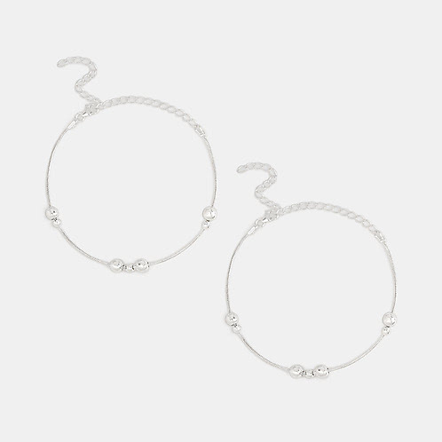 Beaded Flow Anklets in 925 Silver