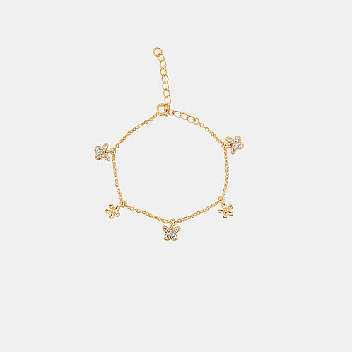 Dainty Floral Anklet in Gold Plated 925 Silver For Kids
