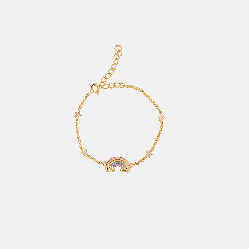 Rainbow Hug Anklet in Gold Plated 925 Silver For Kids