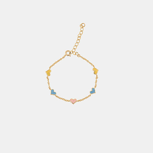 Little Hearts Single Anklets in Gold Plated 925 Silver For Kids