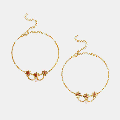 Oviyam Single Anklet in Gold Plated 925 Silver