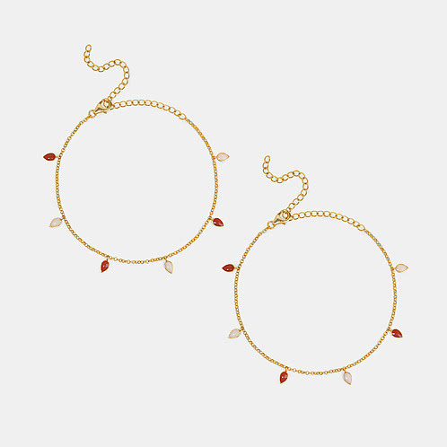Sopanam Single Anklet in Gold Plated 925 Silver