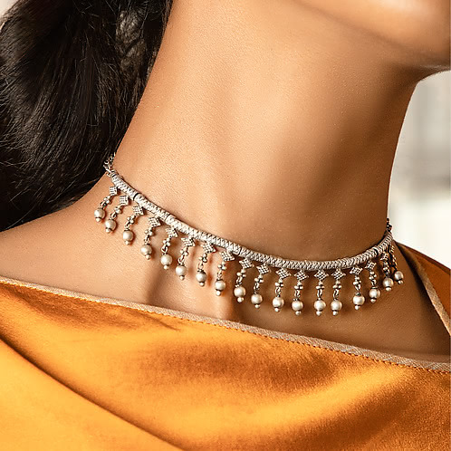 Antique Nanammas Temple Visit Choker in 925 Silver