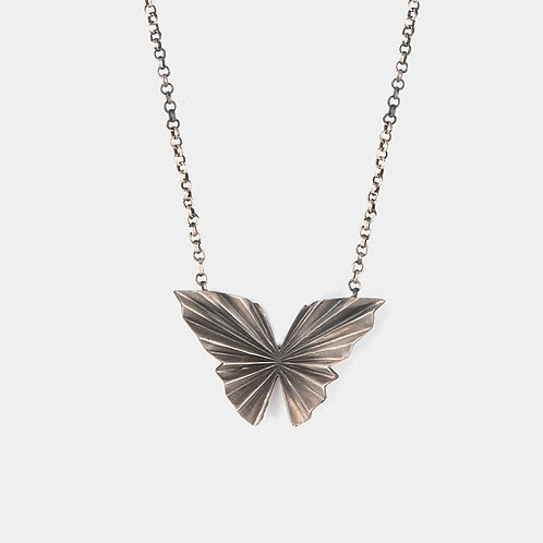 Oxidised Chasing My Constant Endeavours Large Butterfly Necklace in 925 Silver
