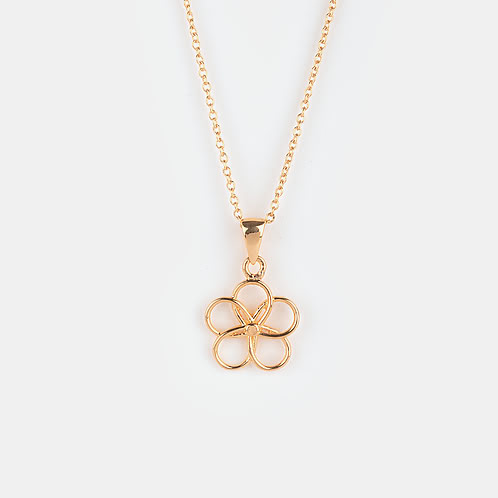 Springtime Bloom Flower Pendant Necklace in Gold Plated 925 Silver