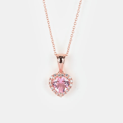 Rosy Haze Heart Pendant Necklace in Rose Gold Plated 925 Silver