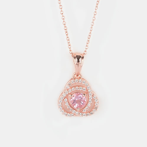 Peony Dew Pendant Necklace in Rose Gold Plated 925 Silver