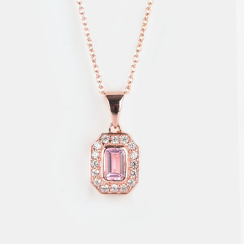 Peachy Paradise Pendant Necklace in Rose Gold Plated 925 Silver