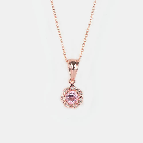 Cherry Blossom Pendant Necklace in Rose Gold Plated 925 Silver
