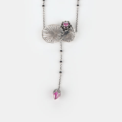 Oxidised Rise Above Stigma Black Bead Necklace in 925 Silver