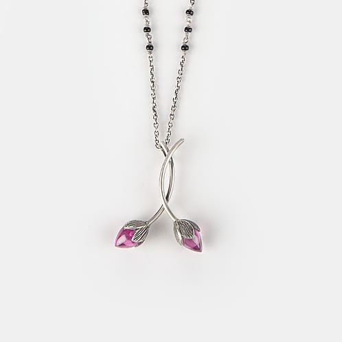 Oxidised Rise Above Hate Black Bead Necklace in 925 Silver