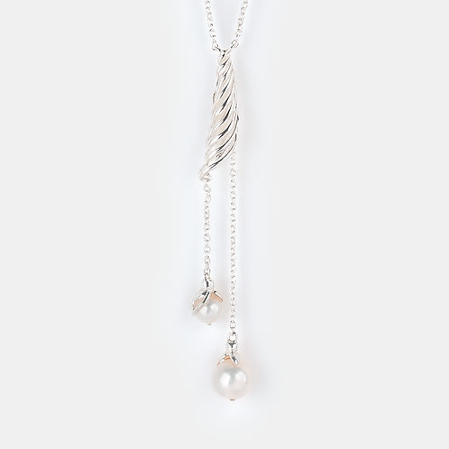 Swirl With Pearls Necklace in 925 Silver