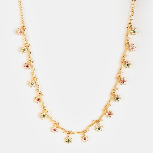 Drops of Nostalgia 7 Stone Choker in Gold Plated 925 Silver