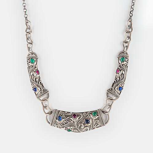 Feeling Sundar Oxidised Collar Necklace in 925 Silver