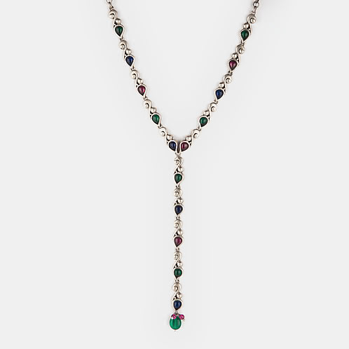 Feeling Suhino Oxidised Lariat Necklace in 925 Silver