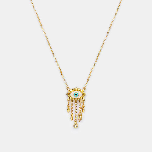 Kismet Evil Eye Tassel Necklace in Gold Plated 925 Silver