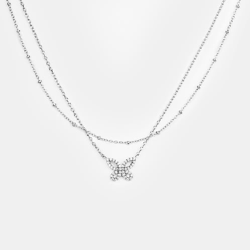 Fly on Butterfly Necklace in Rhodium Plated 925 Silver