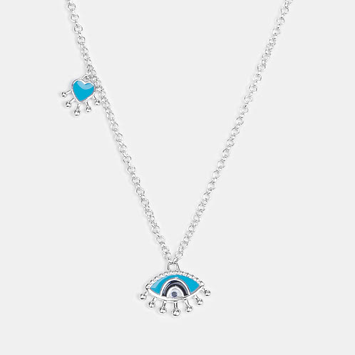 No Bad Vibes Evil Eye Necklace in 925 Silver