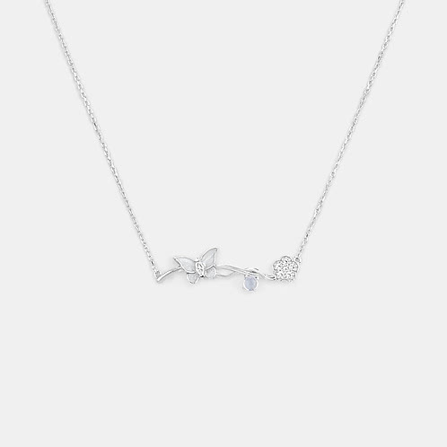 Mariposa Butterfly and Flower 925 Silver Necklace