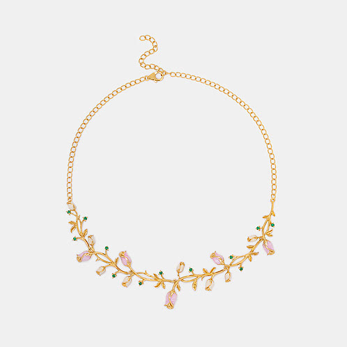 Gulab Rose Necklace Crafted in Gold Plated 925 Silver