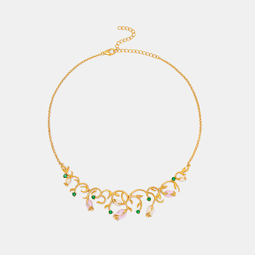 Meigui Rose Necklace Crafted in Gold Plated 925 Silver