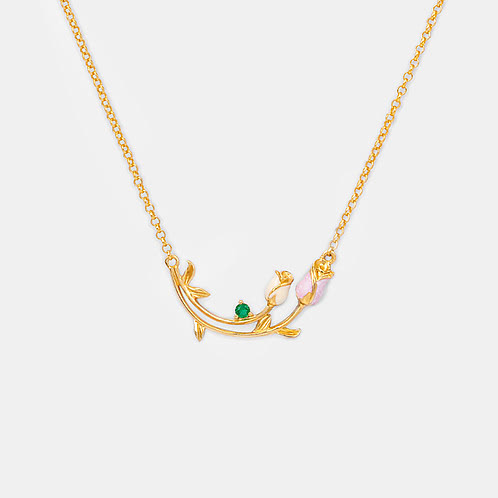 Roisin Rose Necklace Crafted in Gold Plated 925 Silver
