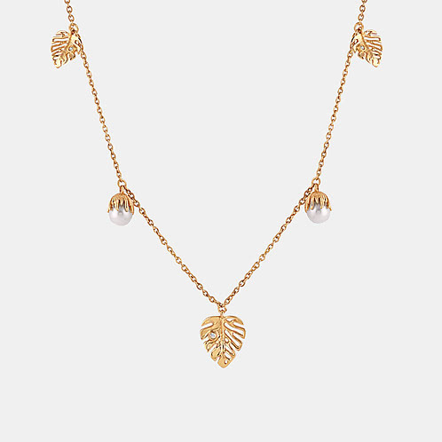 Lush Leaf Necklace in Gold Plated 925 Silver