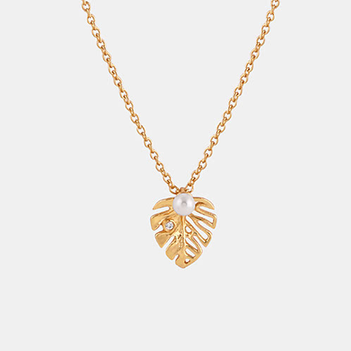 Flourish Leaf Necklace in Gold Plated 925 Silver
