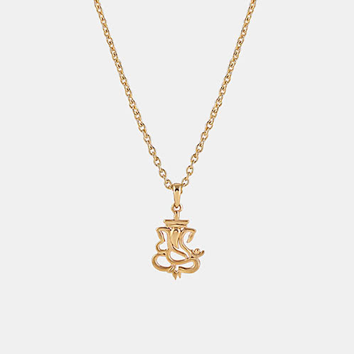 Shree Ganesha Necklace in Gold Plated 925 Silver For Kids
