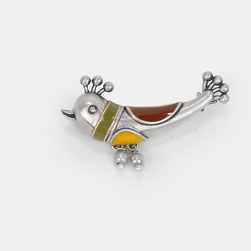 Paakhi Brooch in Oxidised 925 Silver