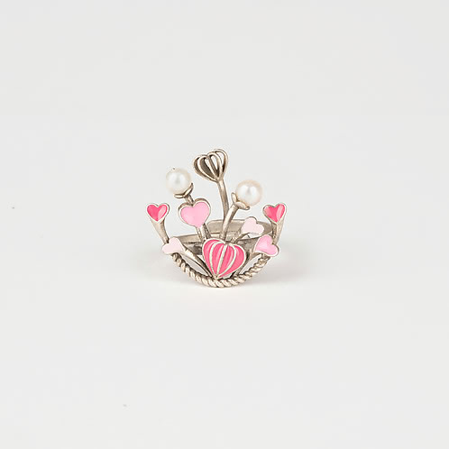 For the Love of New Challenges Heart Ring in Oxidized 925 Silver