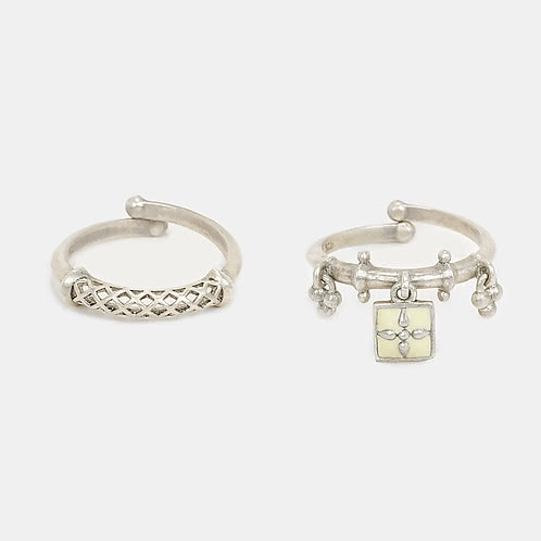 Jyamitiya Stackable Rings in Oxidised 925 Silver