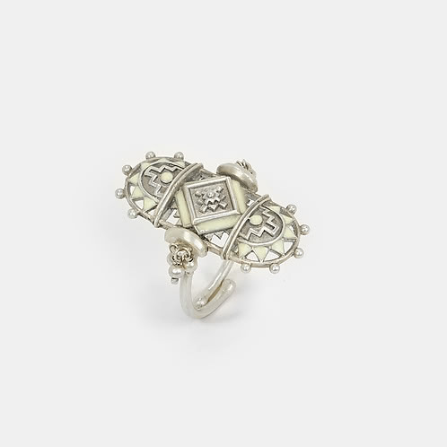 Patola Style Ring in Oxidised 925 Silver